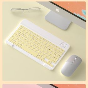 Tablet Notebook Wireless Keyboard And Mouse Set Bluetooth (Color: Yellow)