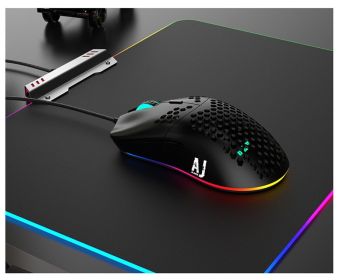 Heijue Aj390 Lightweight Wired Hollow Hole Mouse E-Sports Game Eating Chicken Mouse (Color: Black)