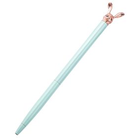 New Korean Fashion Cute Rabbit Metal Pen Metal Ballpoint Pen Custom Rotating Metal Pen Ballpoint Pen (Option: Green-Bullet 1.0)