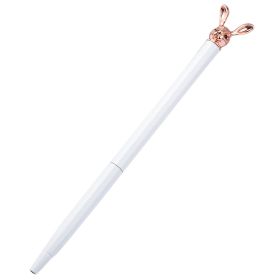 New Korean Fashion Cute Rabbit Metal Pen Metal Ballpoint Pen Custom Rotating Metal Pen Ballpoint Pen (Option: White-Bullet 1.0)