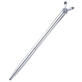 New Korean Fashion Cute Rabbit Metal Pen Metal Ballpoint Pen Custom Rotating Metal Pen Ballpoint Pen (Option: Silver plating-Bullet 1.0)