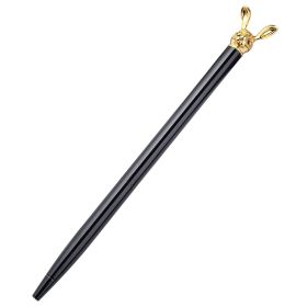 New Korean Fashion Cute Rabbit Metal Pen Metal Ballpoint Pen Custom Rotating Metal Pen Ballpoint Pen (Option: Black-Bullet 1.0)