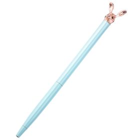 New Korean Fashion Cute Rabbit Metal Pen Metal Ballpoint Pen Custom Rotating Metal Pen Ballpoint Pen (Option: Light Blue-Bullet 1.0)