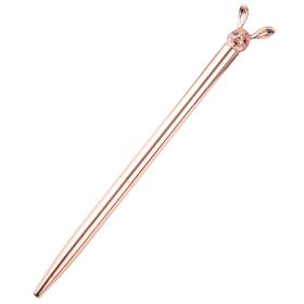 New Korean Fashion Cute Rabbit Metal Pen Metal Ballpoint Pen Custom Rotating Metal Pen Ballpoint Pen (Option: Rose Gold-Bullet 1.0)