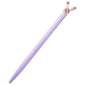 New Korean Fashion Cute Rabbit Metal Pen Metal Ballpoint Pen Custom Rotating Metal Pen Ballpoint Pen (Option: violet-Bullet 1.0)