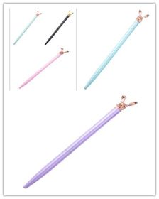 New Korean Fashion Cute Rabbit Metal Pen Metal Ballpoint Pen Custom Rotating Metal Pen Ballpoint Pen (Option: 5 color A set-Bullet 1.0)