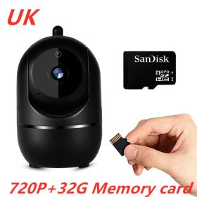 1080P Home Security Surveillance  Auto Tracking Camera US Plug (Option: Black-720P 32G UK)