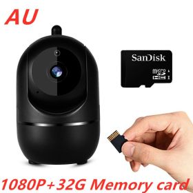 1080P Home Security Surveillance  Auto Tracking Camera US Plug (Option: Black-1080P 32G AU)