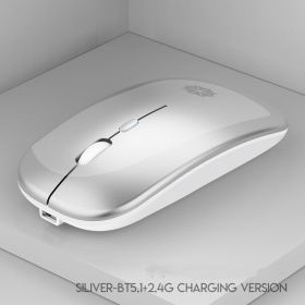 Silent Silent Laptop Gaming Girl Mouse (Option: Silver-Dual mode luminous version)