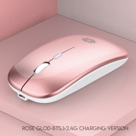 Silent Silent Laptop Gaming Girl Mouse (Option: Rose Gold-Dual mode luminous version)