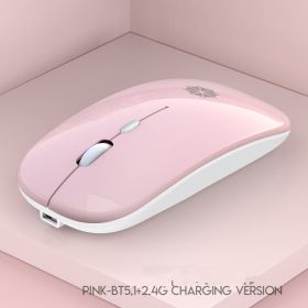 Silent Silent Laptop Gaming Girl Mouse (Option: Pink-Dual mode luminous version)
